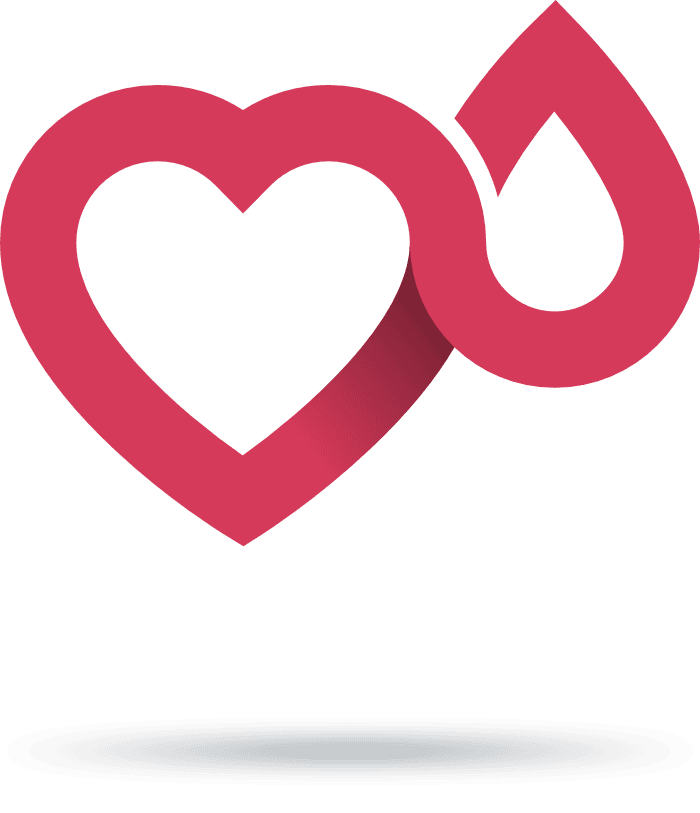 Praxis mit HerzBlut Symbol der Praxis bestehend aus einem Herz und einem Bluttropfen